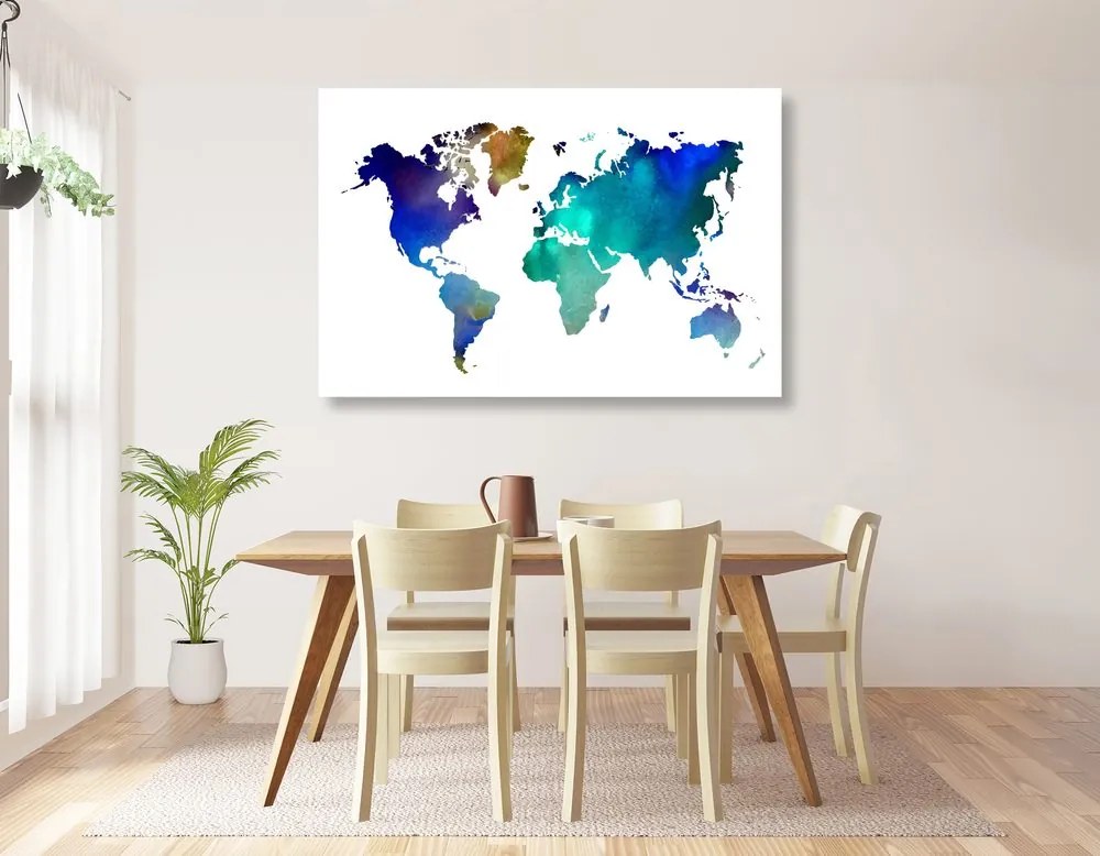 Εικόνα στον παγκόσμιο χάρτη χρώματος φελλού σε σχέδιο ακουαρέλας - 120x80  flags