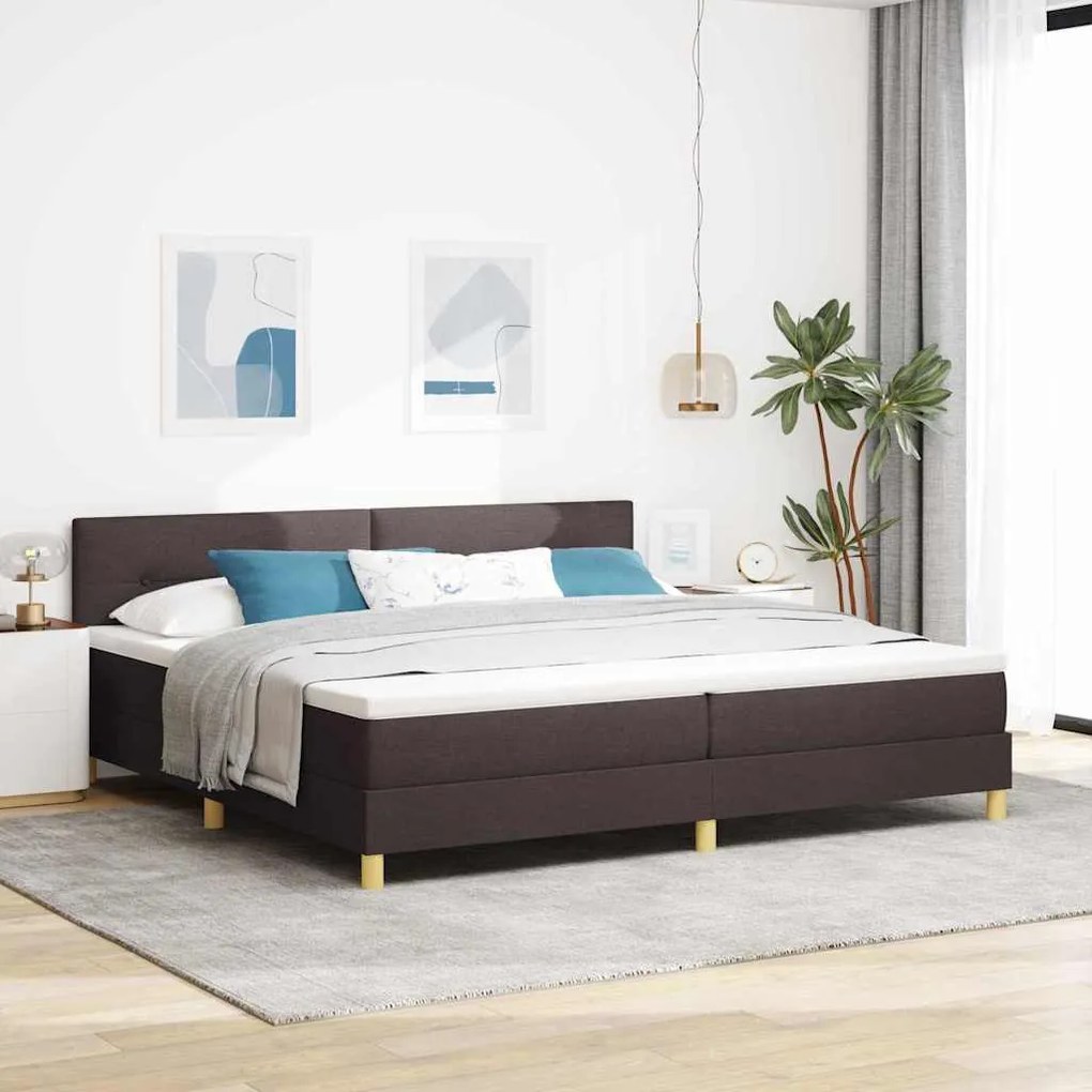 vidaXL Κρεβάτι Σκηνής με Στρώμα Σκούρο Καφέ 200x200 εκ. Υφάσματος