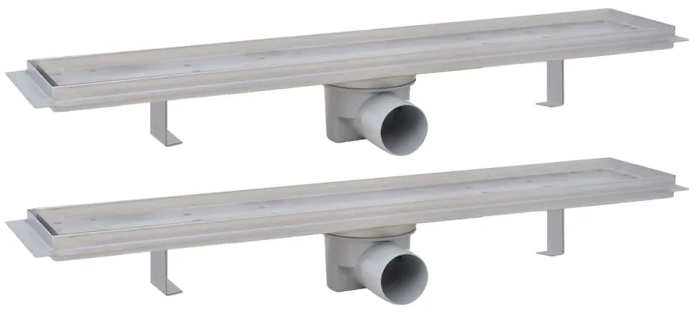 vidaXL Σιφόνια Ντουζιέρας Γραμμικά 2 τεμ. 630x140 χιλ. Ανοξείδ. Ατσάλι