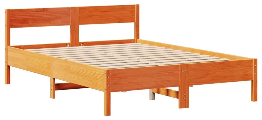 vidaXL Σκελετός Κρεβατιού Χωρίς Στρώμα Καφέ 140x200 Μασίφ Ξύλο Πεύκου