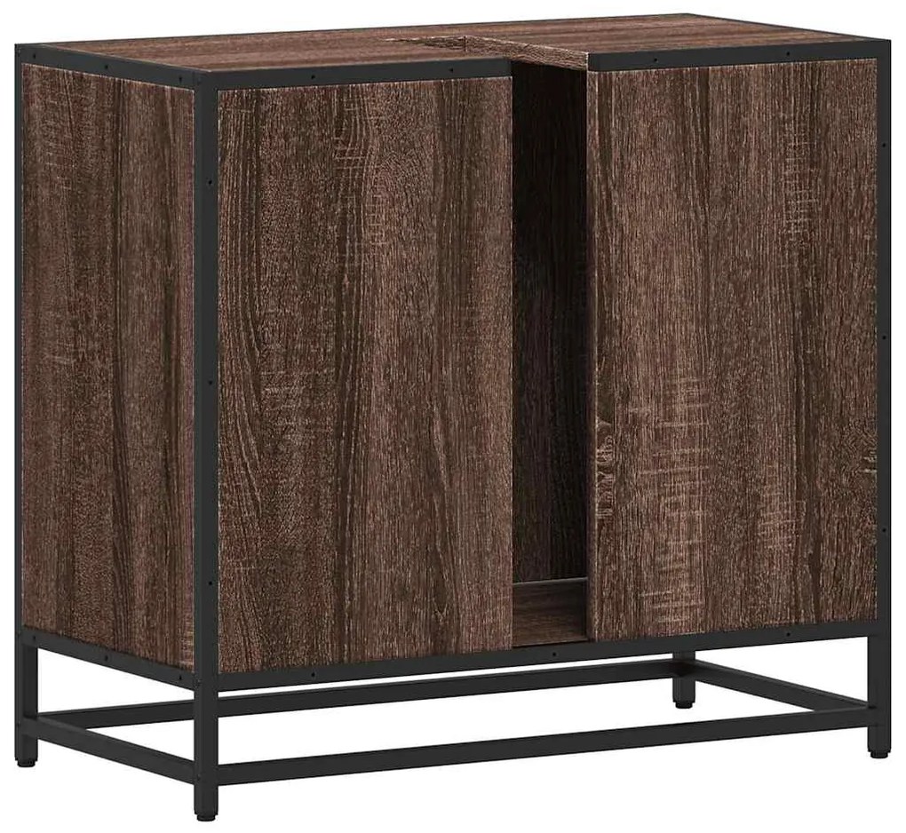 vidaXL ντουλάπι νιπτήρα μπάνιου καφέ δρυς 65x33x60 cm