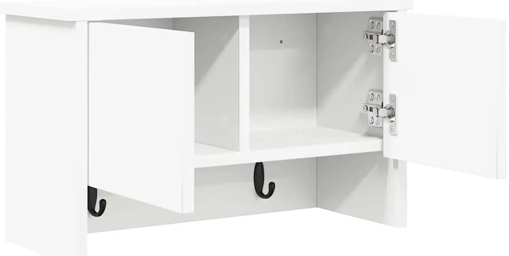 vidaXL Τοίχου Κρεμάστρα Λευκό 50 x 20 x 30 εκ. Επεξεργασμένο ξύλο