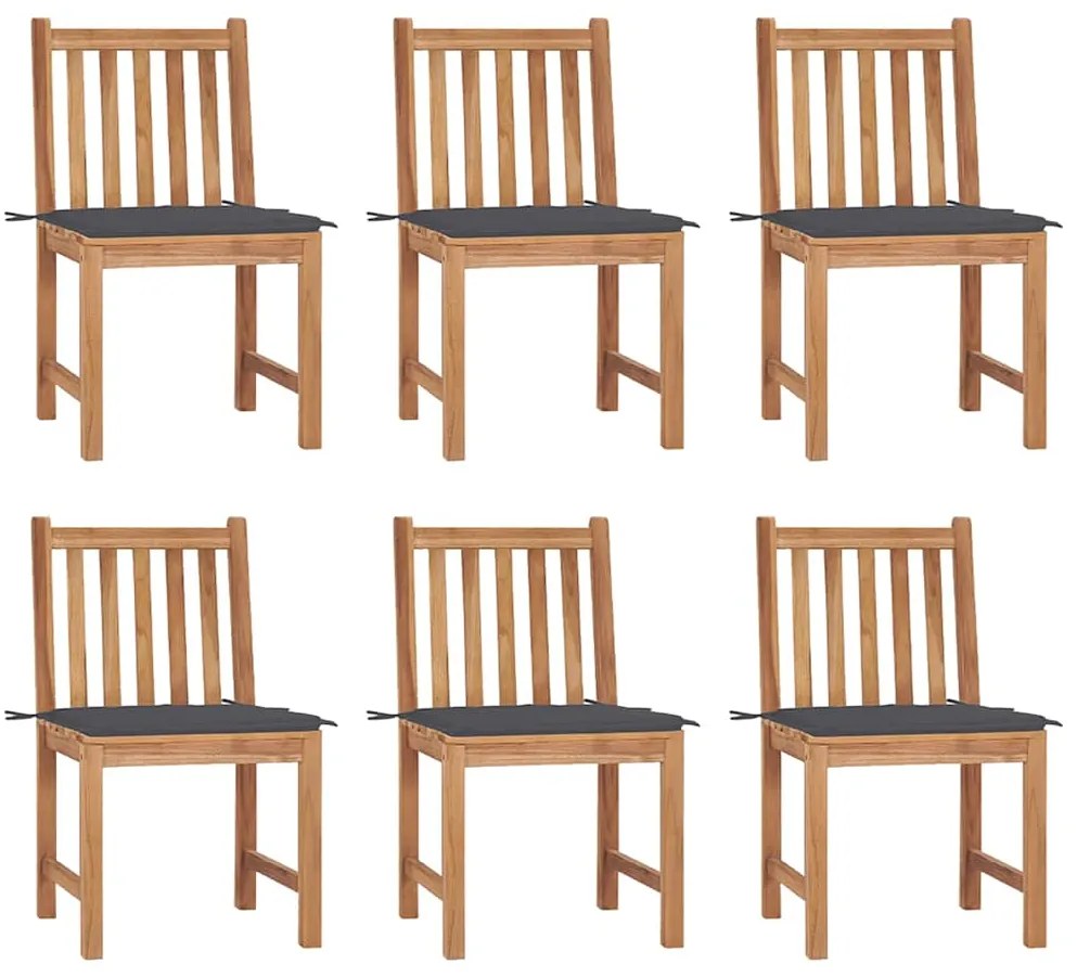 vidaXL Καρέκλες Κήπου 6 τεμ. από Μασίφ Ξύλο Teak με Μαξιλάρια