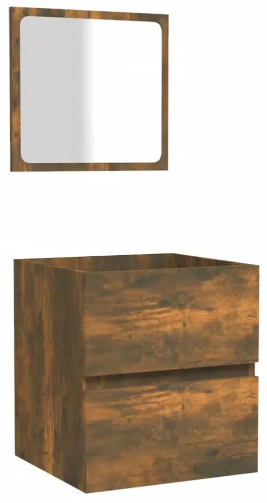 vidaXL Ντουλάπι Μπάνιου με Καθρέφτη Καπνιστή δρυς Επεξεργασμένο Ξύλο