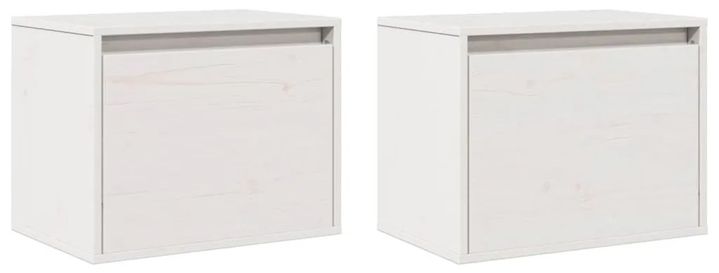 vidaXL Ντουλάπια Τοίχου 2 τεμ. Λευκά 45x30x35 εκ από Μασίφ Ξύλο Πεύκου