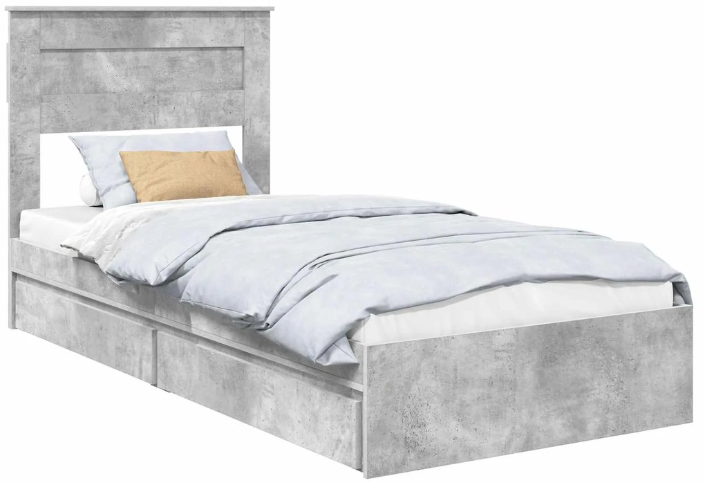 vidaXL Κρεβάτι Αποθήκης Σκυρόδεμα Γκρι 100 x 200 cm Επεξεργασμένο ξύλο