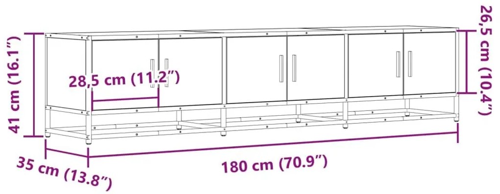 Έπιπλο Τηλεόρασης Sonoma Δρυς 180x35x41 εκ. Επεξ. Ξύλο - Καφέ