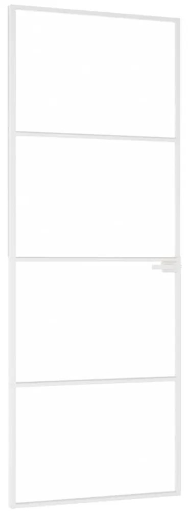vidaXL Εσωτερική Πόρτα Λευκή 76x201,5 εκ. Ψημένο Γυαλί&Λεπτό Αλουμίνιο
