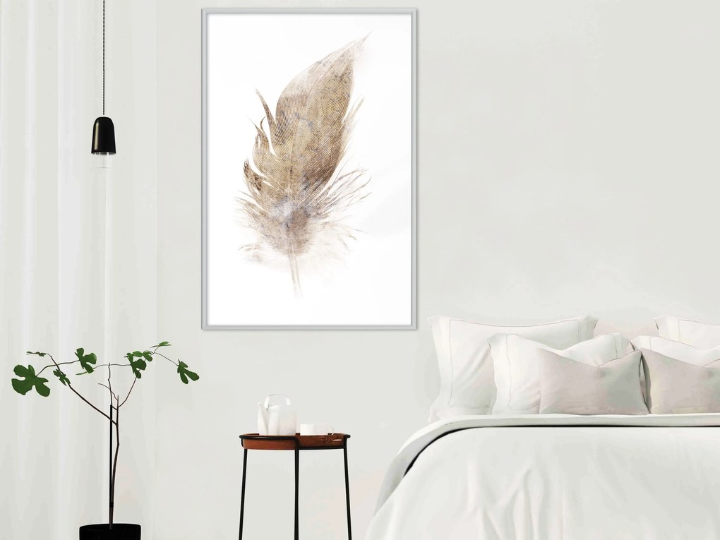 Αφίσα - Lost Feather (Beige) - 20x30 - Μαύρο - Χωρίς πασπαρτού