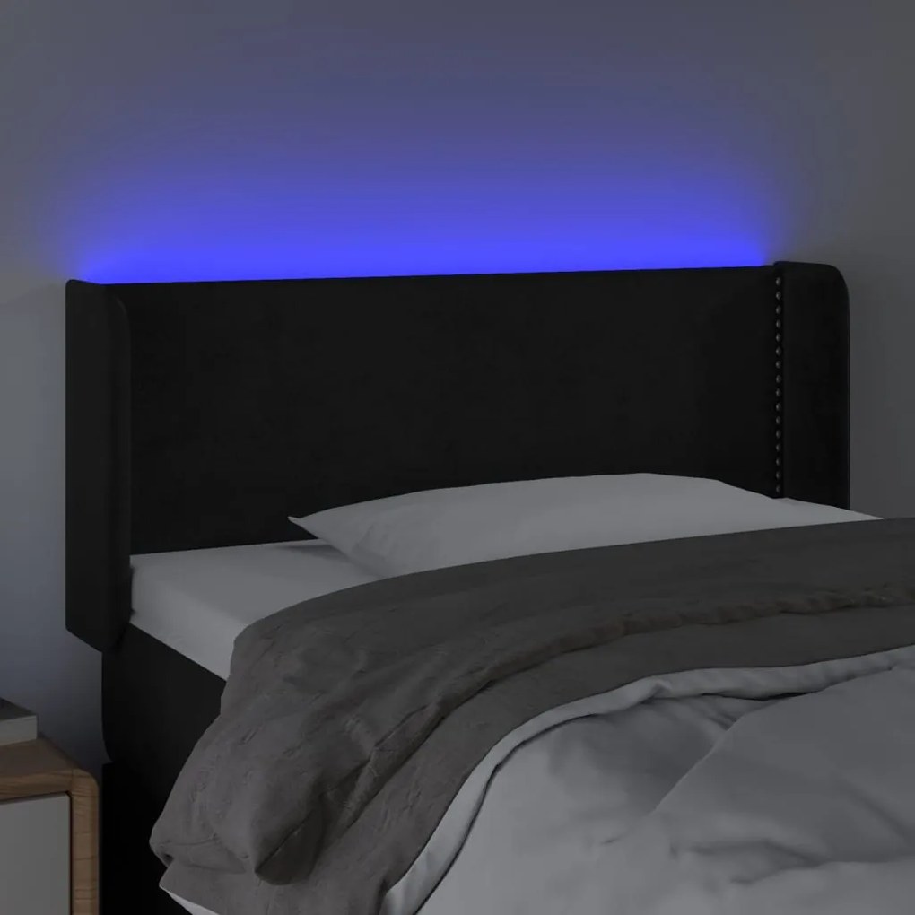 vidaXL Κεφαλάρι Κρεβατιού LED Μαύρο 103x16x78/88 εκ. Βελούδινο