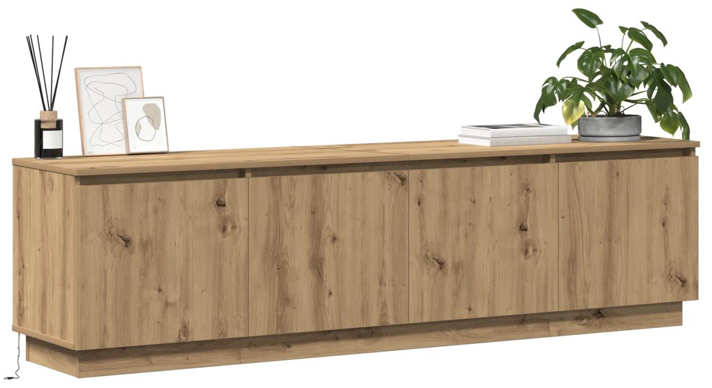 vidaXL ντουλάπι τηλεόρασης με LED Artisan Oak 180x38x49 εκ. Επεξεργασμένο ξύλο