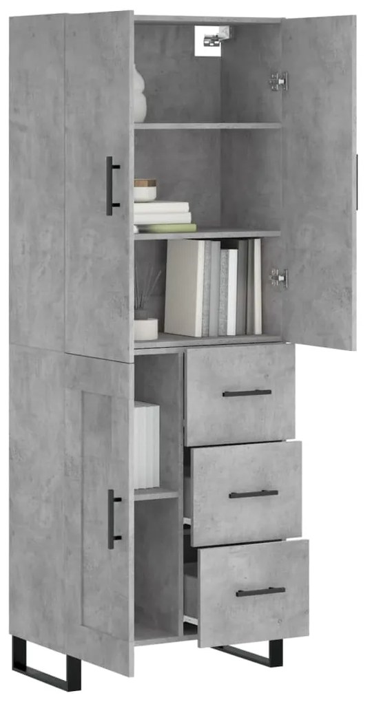vidaXL Ντουλάπι Γκρι Σκυροδέματος 69,5x34x180 εκ. Επεξεργασμένο Ξύλο