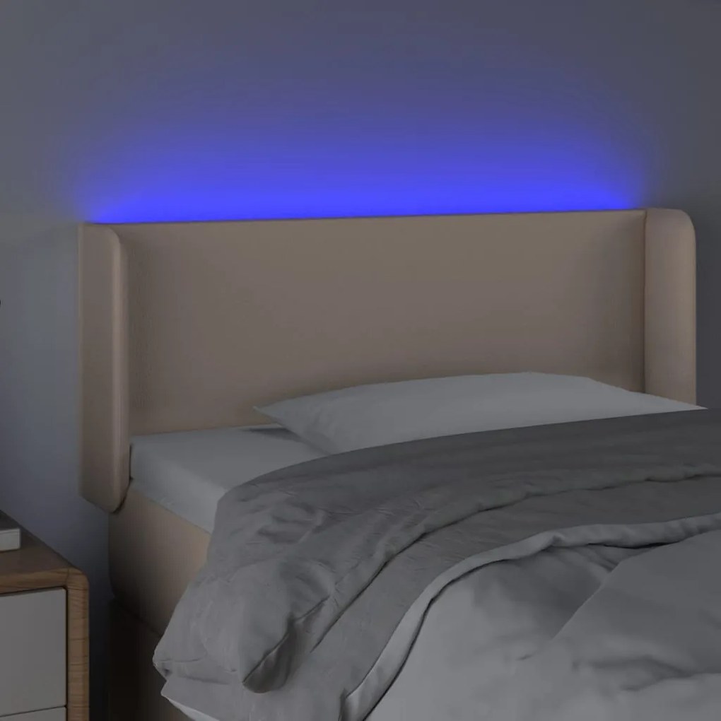 vidaXL Κεφαλάρι Κρεβατιού LED Καπουτσίνο 103x16x78/88εκ. Συνθετ. Δέρμα