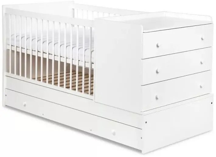 Κρεβατάκι μωρού Elgin 101, 80x120, 80x170, 95cm, 96 kg, Τάβλες για Κρεβάτι, Δεν ρυθμίζεται, Ρυθμιζόμενο ύψος ύπνου, Άσπρο, Ξύλο: Πεύκο | Epipla1.gr