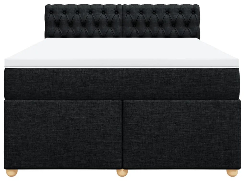 vidaXL Κρεβάτι Boxspring με Στρώμα Μαύρο 160x200 εκ. Υφασμάτινο