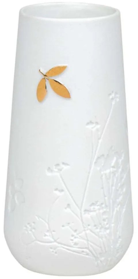 Βάζο Gold Leaf Mini LBTRD0016560 Φ5x10,5cm White-Gold Raeder Πορσελάνη,Γυαλί