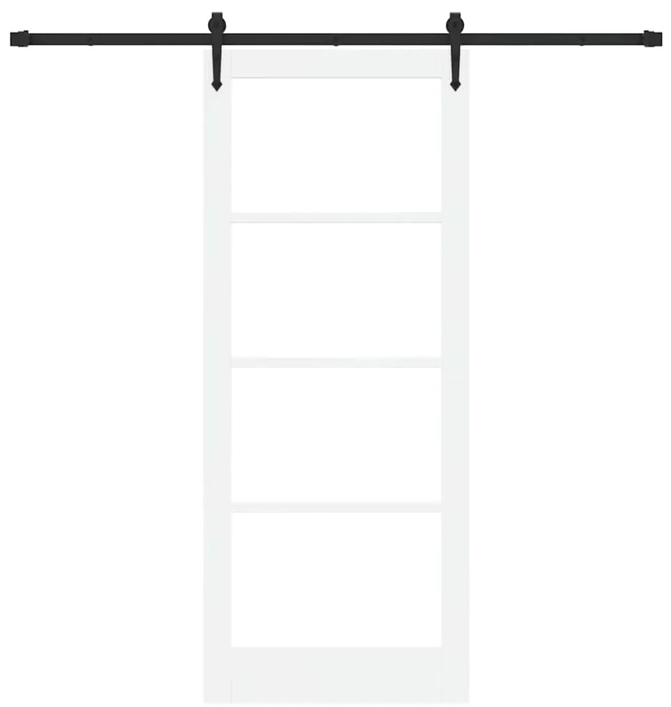 vidaXL Συρόμενη Πόρτα Χειροκίνητος Λευκό 86 x 211 cm Ξύλο και μέταλλο