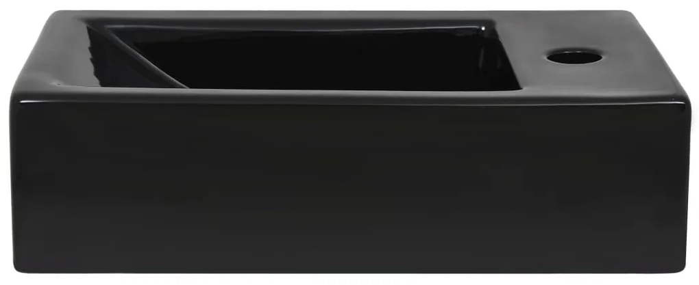 vidaXL Νιπτήρας Ορθογώνιος Οπή Βρύσης Μαύρος 46x25,5x12 εκ. Κεραμικός