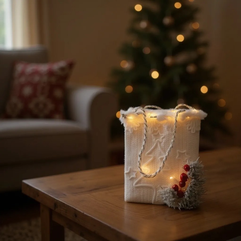 Διακοσμητική τσάντα πήλινη με φως