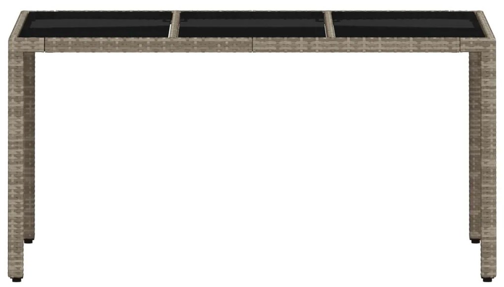 vidaXL Τραπέζι Κήπου Γυάλινη Επιφάνεια Αν. Γκρι 150x90x75εκ Συνθ Ρατάν