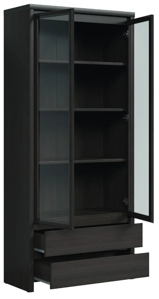 Βιτρίνα Boston E113, Wenge, Με πόρτες, Με συρτάρια, 201x90x41cm