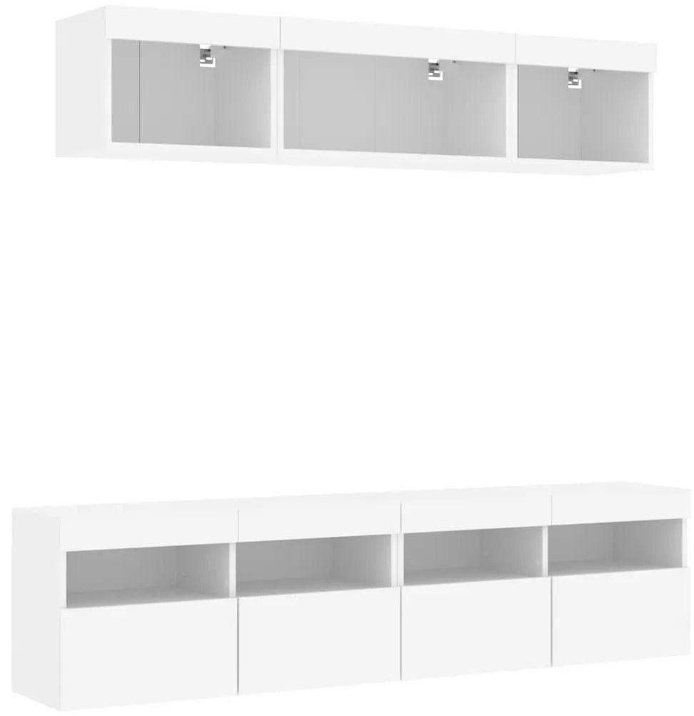 vidaXL Έπιπλα Τοίχου Τηλεόρασης 5 τεμ LED Λευκά από Επεξεργασμένο Ξύλο
