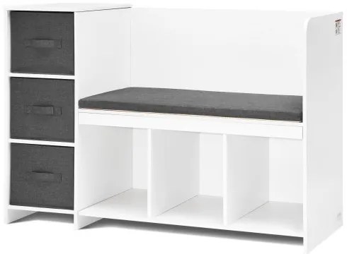 VEVOR Kids Reading Nook Bench 6-Cubby Storage Bookshelf with Seat Cushion White