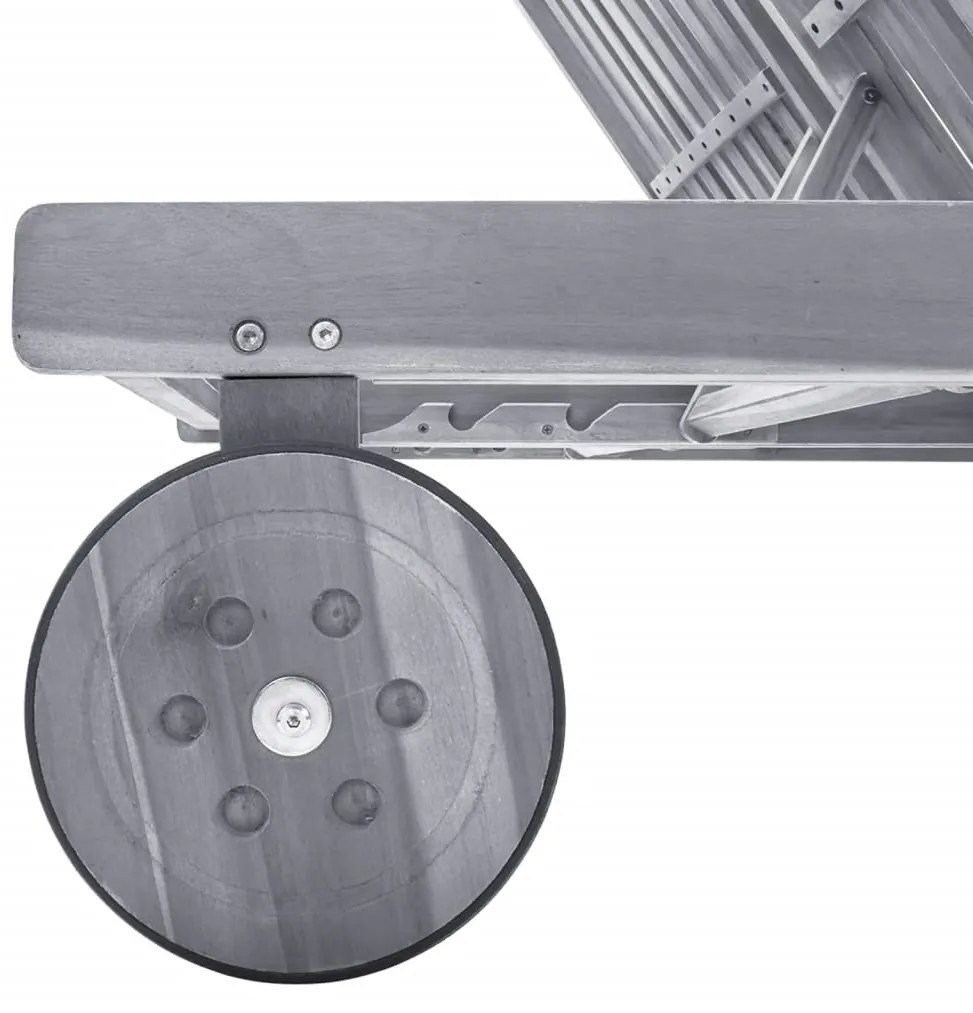 vidaXL Ξαπλώστρα Κήπου 2 Ατόμων Γκρι από Μασίφ Ξύλο Ακακίας &amp; Μαξιλάρι