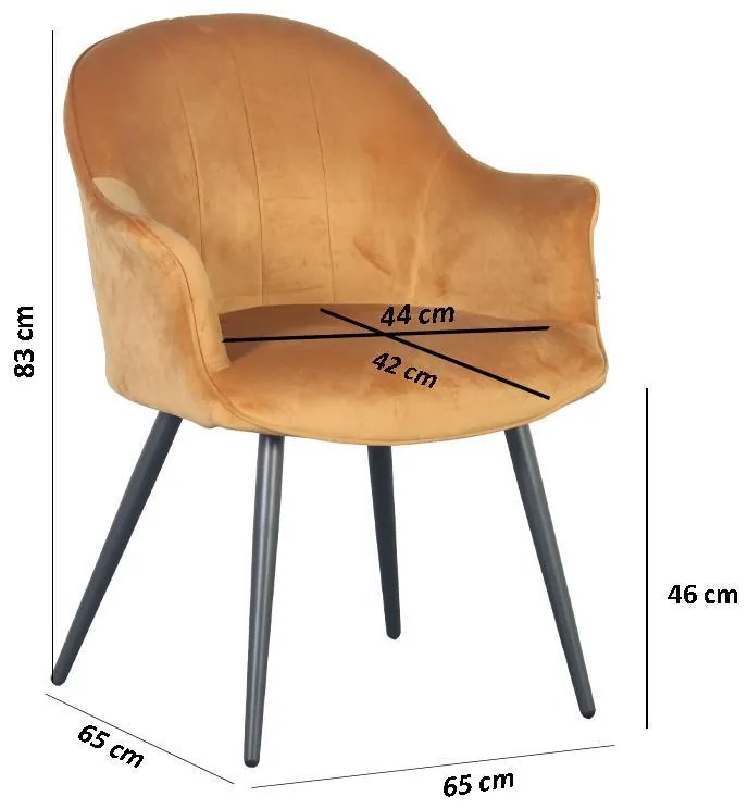 Πολυθρόνα Τραπεζαρίας C-985 Fylliana Μουσταρδί 65x65x83εκ. 2αδα 65x65x83 εκ.