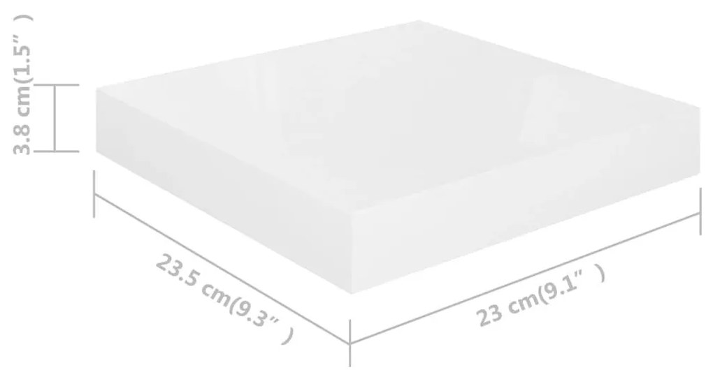 Ράφια Τοίχου Γυαλιστερά Άσπρα 2 Τεμάχια 23x23,5x3,8 εκ. MDF - Λευκό