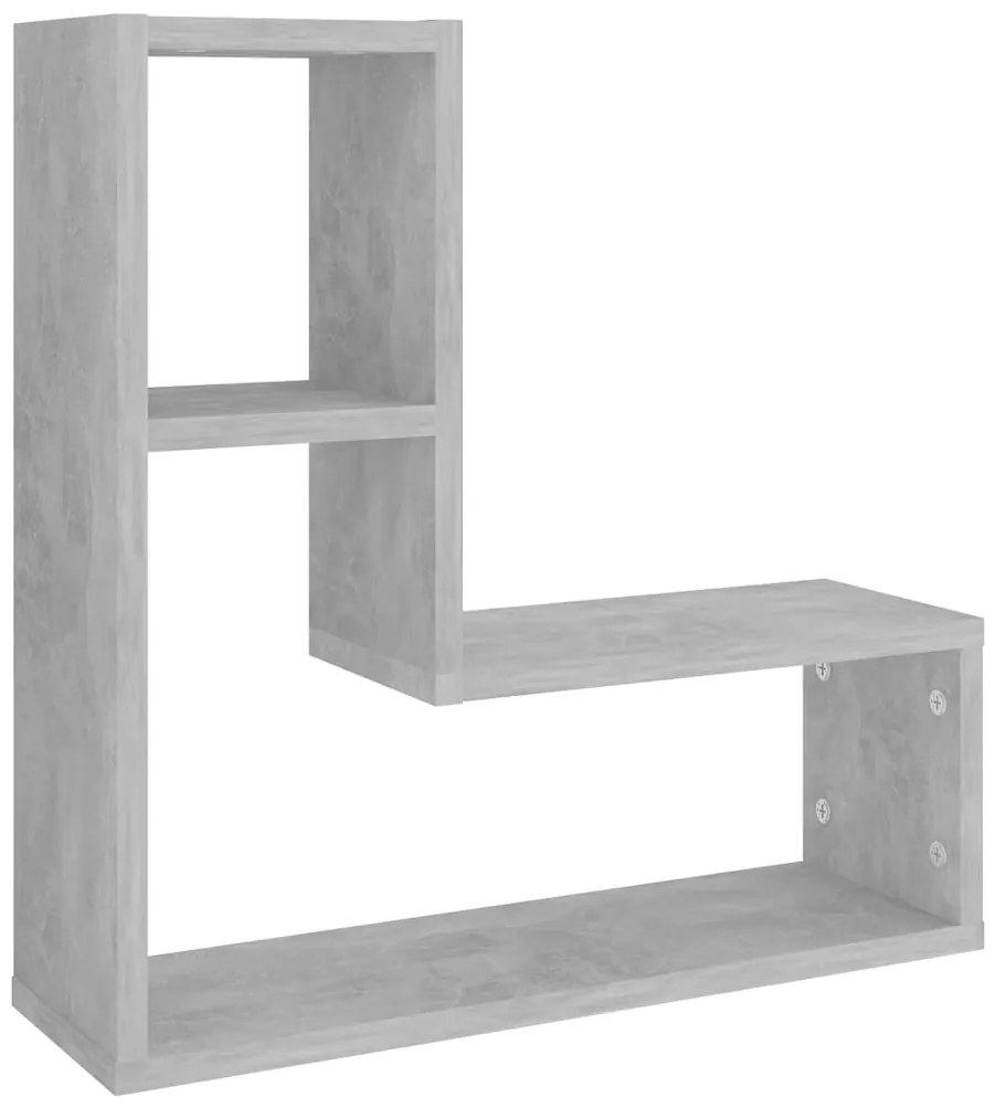 vidaXL Ραφιέρες Τοίχου 2 τεμ. Γκρι Σκυροδ. 50x15x50εκ. από Επεξ. Ξύλο