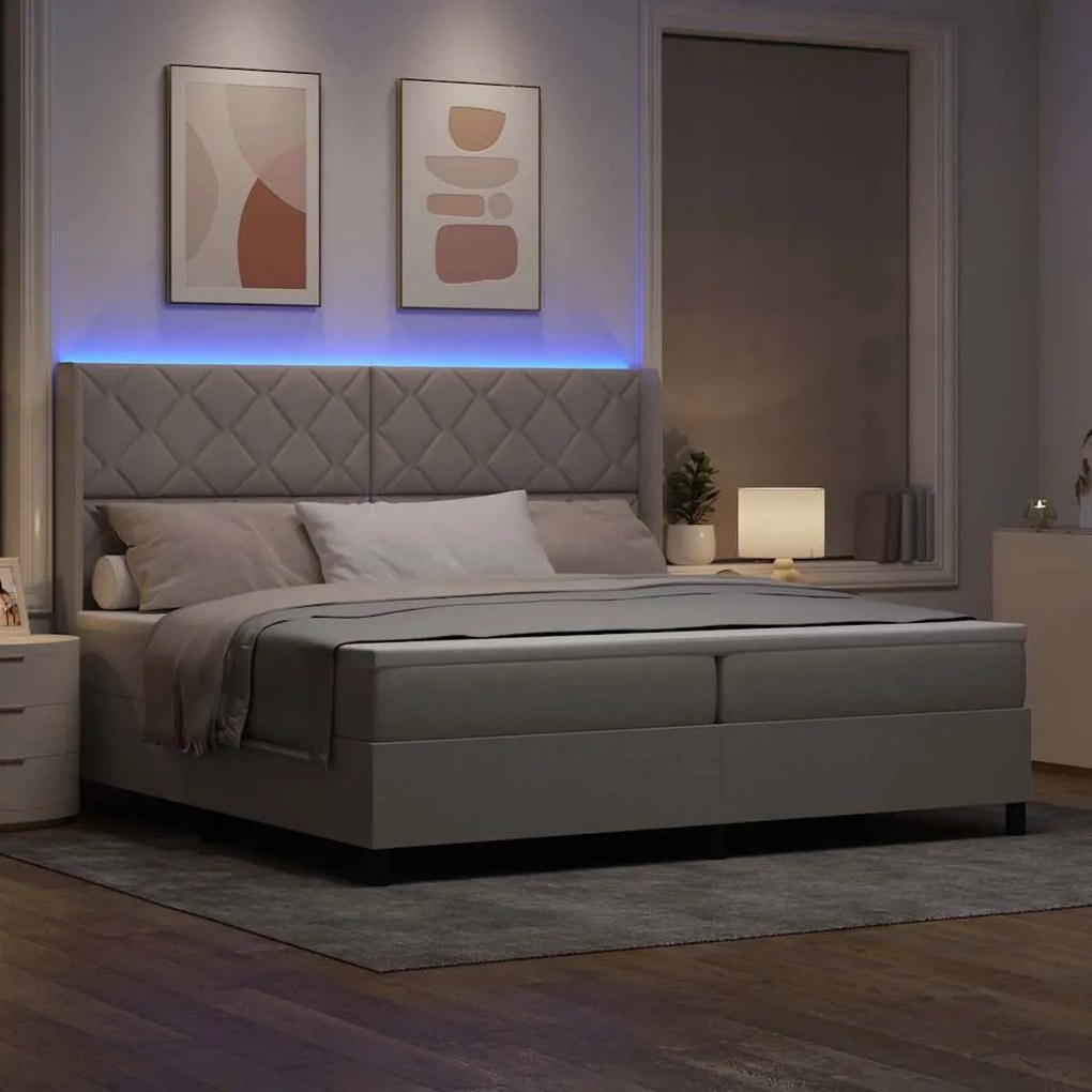 vidaXL Κρεβάτι με ελατήρια με στρώμα Taupe 200 x 200 cm ύφασμα
