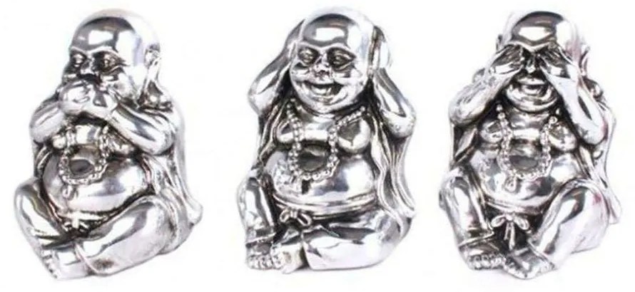 Διακοσμητικός Βούδας See Hear Say (Σετ 3Τμχ) 014.BU0050 14x12x15cm Silver Ceramic