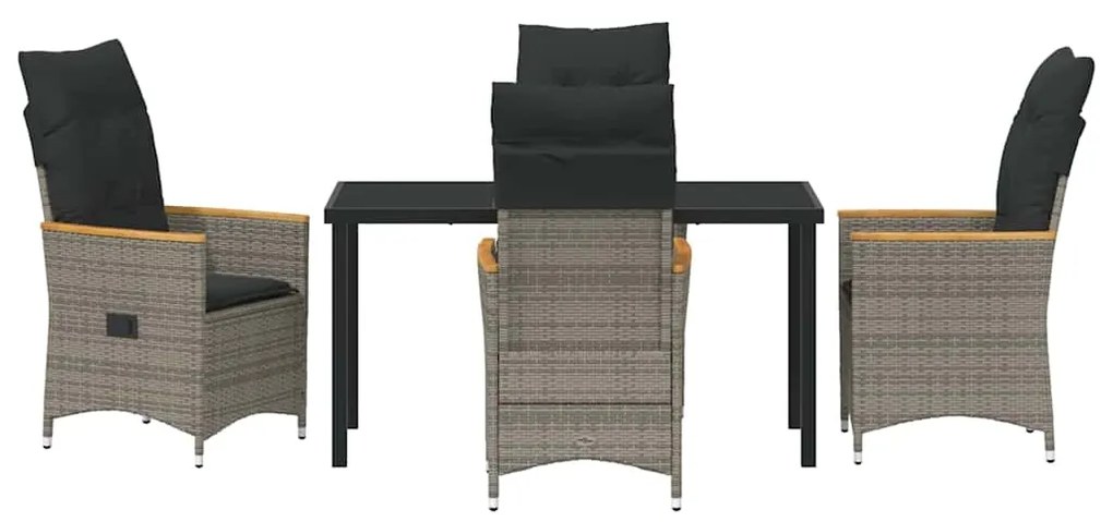 vidaXL Σέτ φαγητού για κήπο με μαξιλάρι 5 pcs Γκρι συνθετικό ρατάν