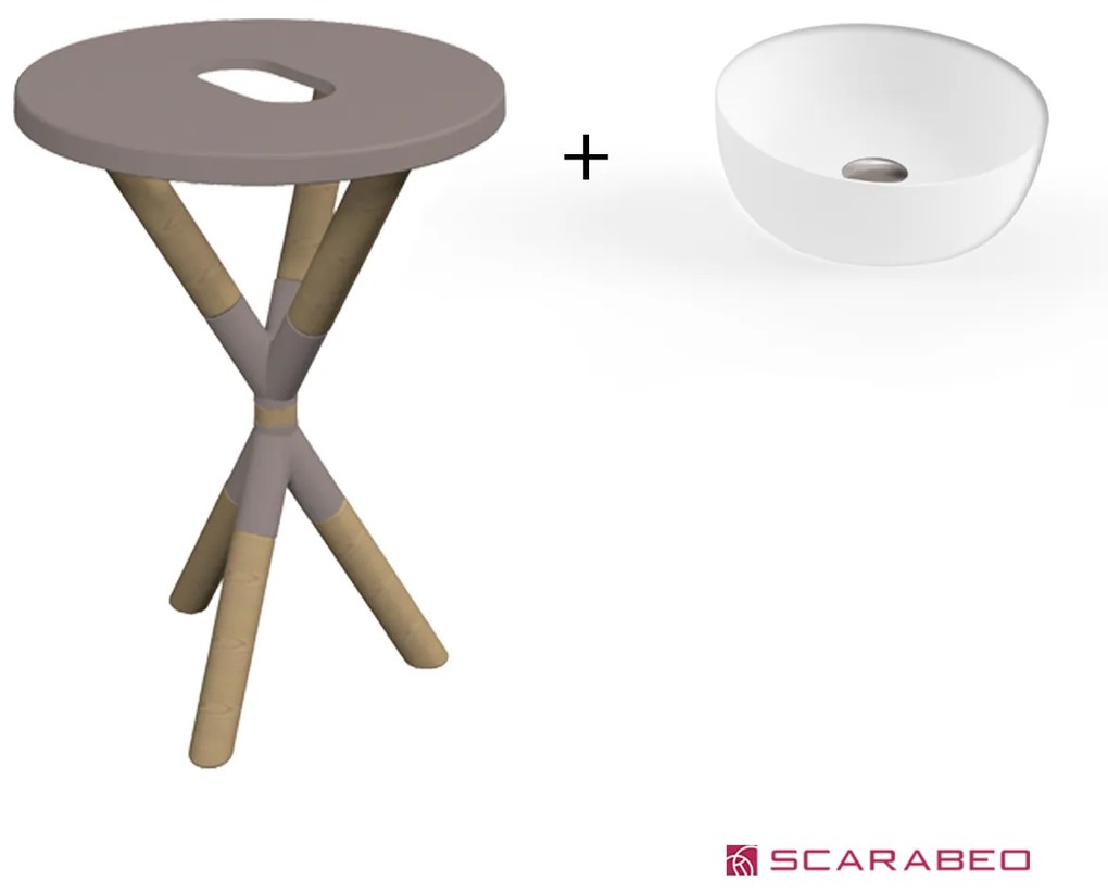 Scarabeo Cross 2501F0-9852 Sand (Μπεζ Ματ) Πάγκος Με Νιπτήρα Glam Λευκό Ø33εκ.