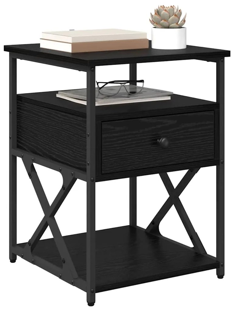 vidaXL Κομοδίνο Μαύρη Οξυά 40 x 42 x 55 εκ Επεξεργασμένο ξύλο