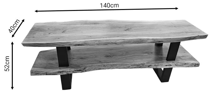 Έπιπλο τηλεόρασης Fuji pakoworld φυσικό μασίφ ξύλο ακακίας 140x40x52εκ