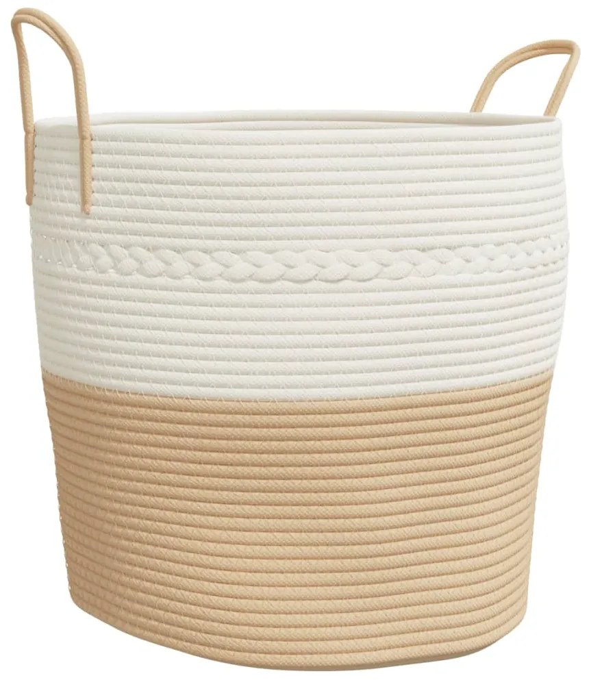 vidaXL Καλάθι Αποθήκευσης Μπεζ και Λευκό Ø43 x 38 εκ. Βαμβακερό