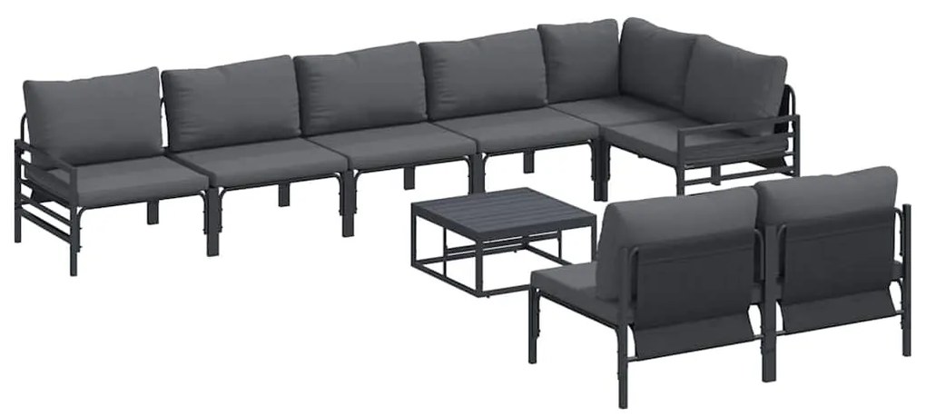 vidaXL Σετ Καναπέ Κήπου 9 pcs Ανθρακί Ατσάλι