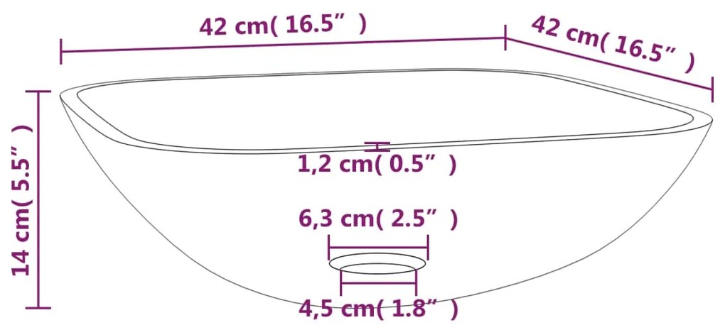 vidaXL Νιπτήρας με Σχέδιο Αμμοβολής 42 x 42 x 14 εκ. Γυάλινος