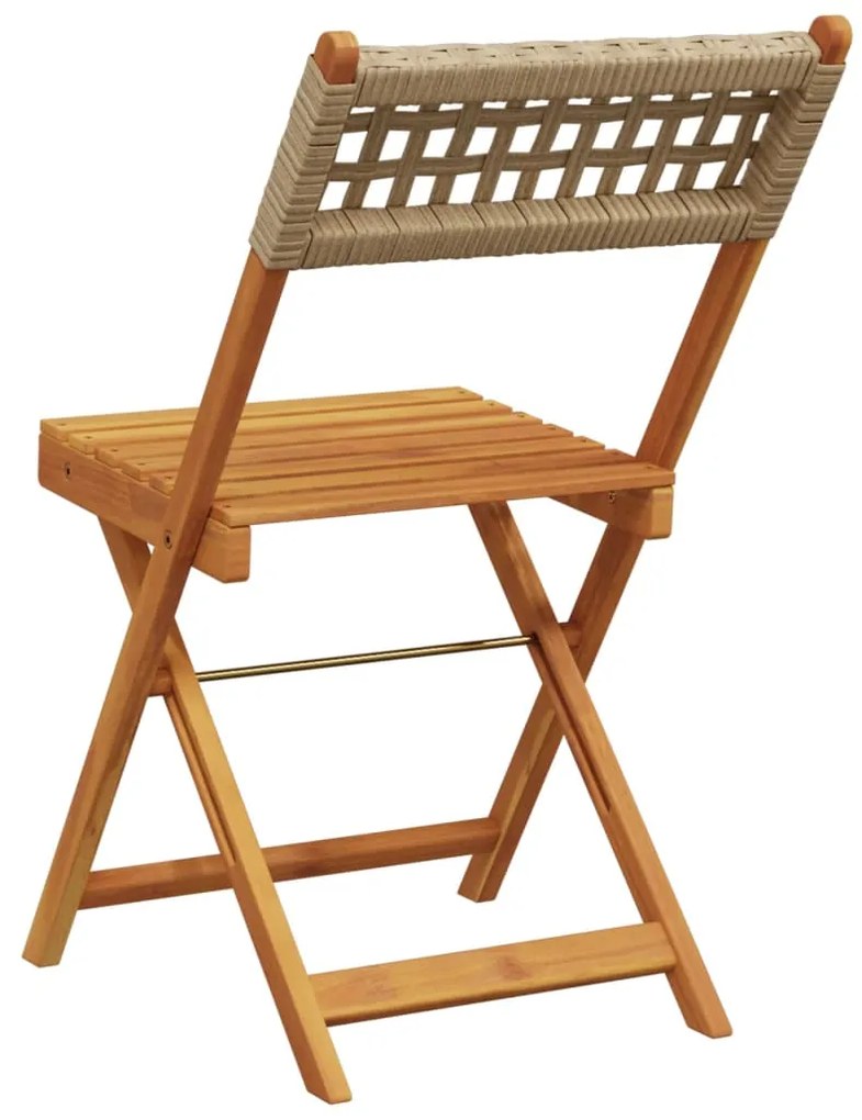 vidaXL Καρέκλες Κήπου Πτυσσόμενες 6 τεμ Μπεζ Συνθ. Ρατάν&amp;Μασίφ Ξύλο