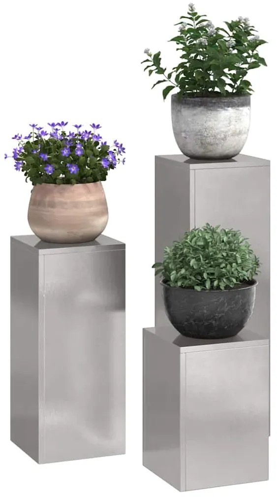 vidaXL Στήριξη φυτών 3 pcs Ασημί 24 x 24 x 75 εκ. Ανοξείδωτο ατσάλι