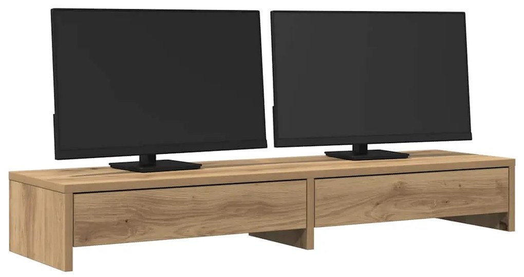 vidaXL Βάση Οθόνης με Συρτάρια Αρτισιανή Δρυς 100x27x15εκ Επεξεργ Ξύλο
