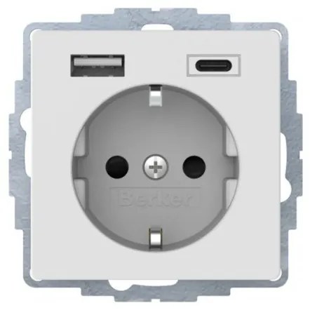 Πρίζα Σούκο με 2xUSB A+C Λευκό Berker 48046089 Hager-48046089-Λευκό 48046089