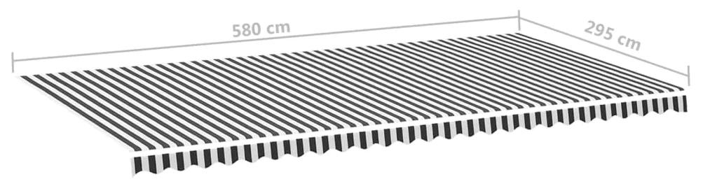 vidaXL Τεντόπανο Ανταλλακτικό Ανθρακί / Λευκό 6 x 3 μ.