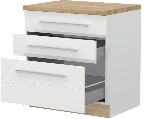 Επιδαπέδιο ντουλάπι Hudson R-80-3MBOX-Λευκό - Λευκό γυαλιστερό - 80.00Χ60.00Χ88.00cm