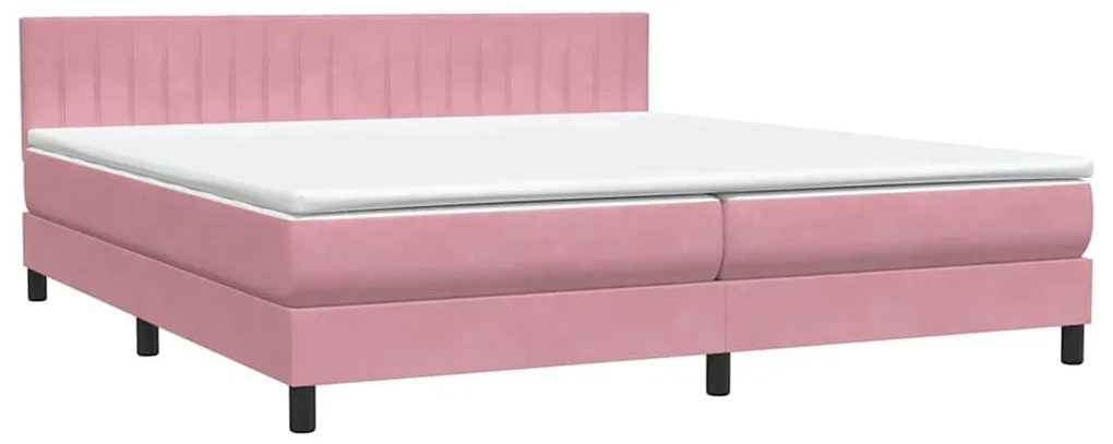 Box Spring κρεβάτι με στρώμα ροζ 200x220 cm Βελούδινο - Ροζ