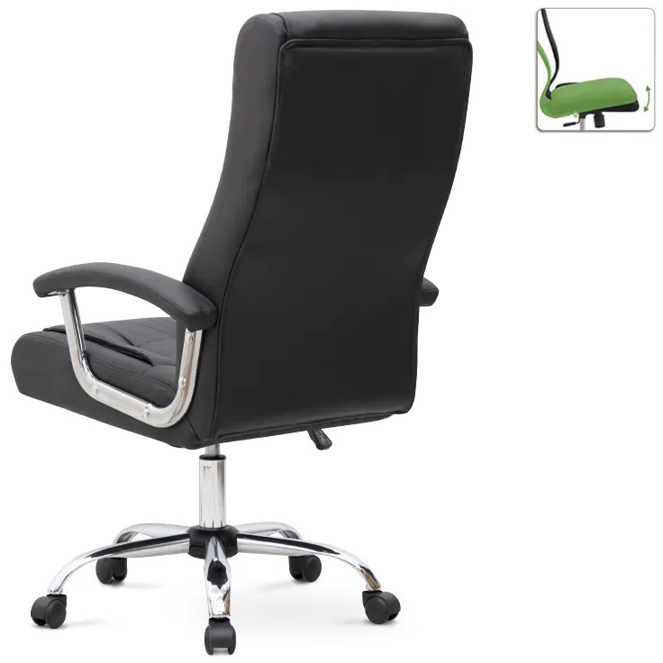 Καρέκλα γραφείου διευθυντική Vision Megapap από τεχνόδερμα χρώμα μαύρο 63x70x112/120εκ.