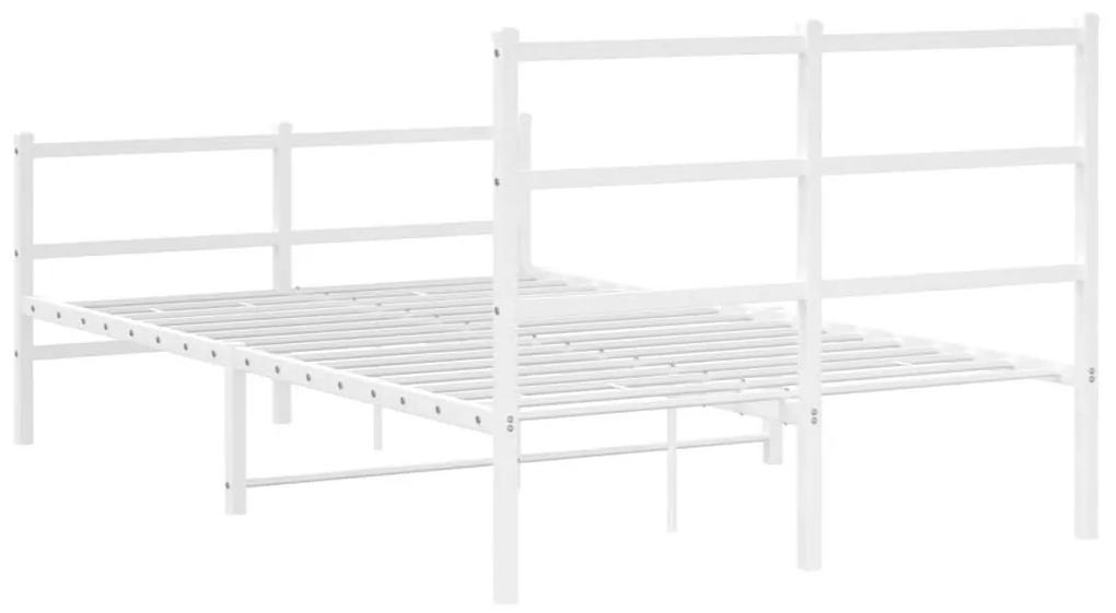 Πλαίσιο Κρεβατιού με Κεφαλάρι/Ποδαρικό Λευκό 120x190εκ. Μέταλλο - Λευκό