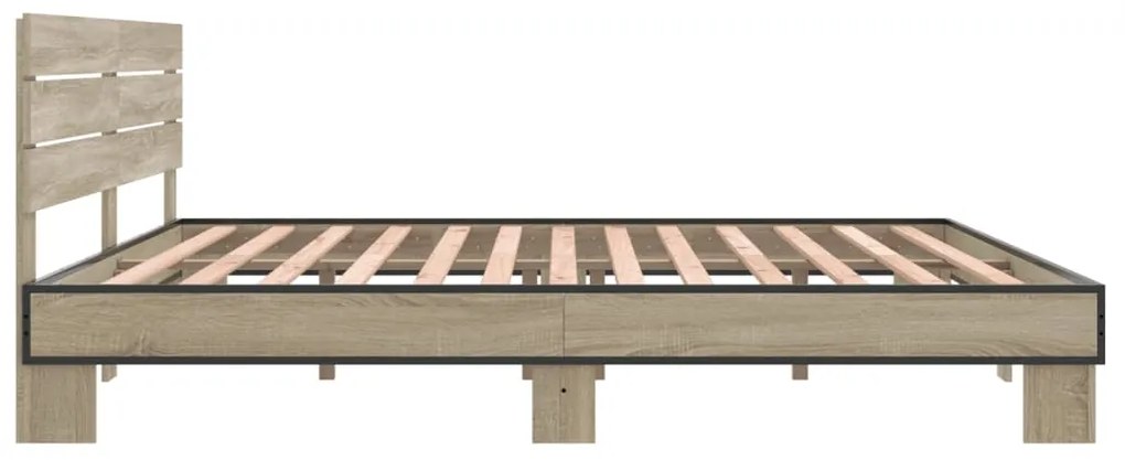 vidaXL Πλαίσιο Κρεβατιού Sonoma Δρυς 200x200 εκ. Επεξ. Ξύλο &amp; Μέταλλο